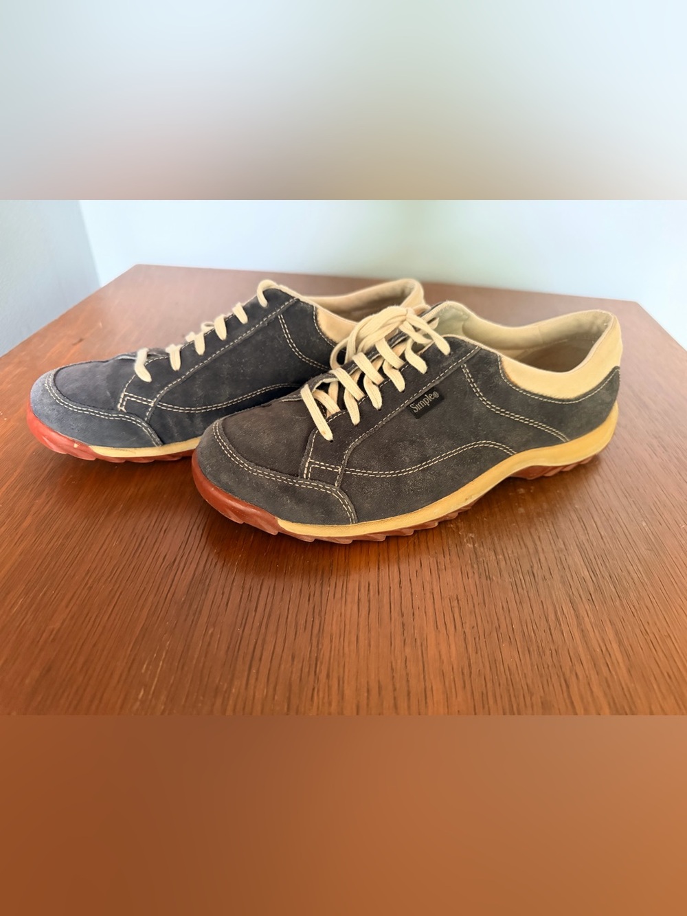 Simple Women’s Cute Suede Sneakers in Dark Blue with Cream Accents